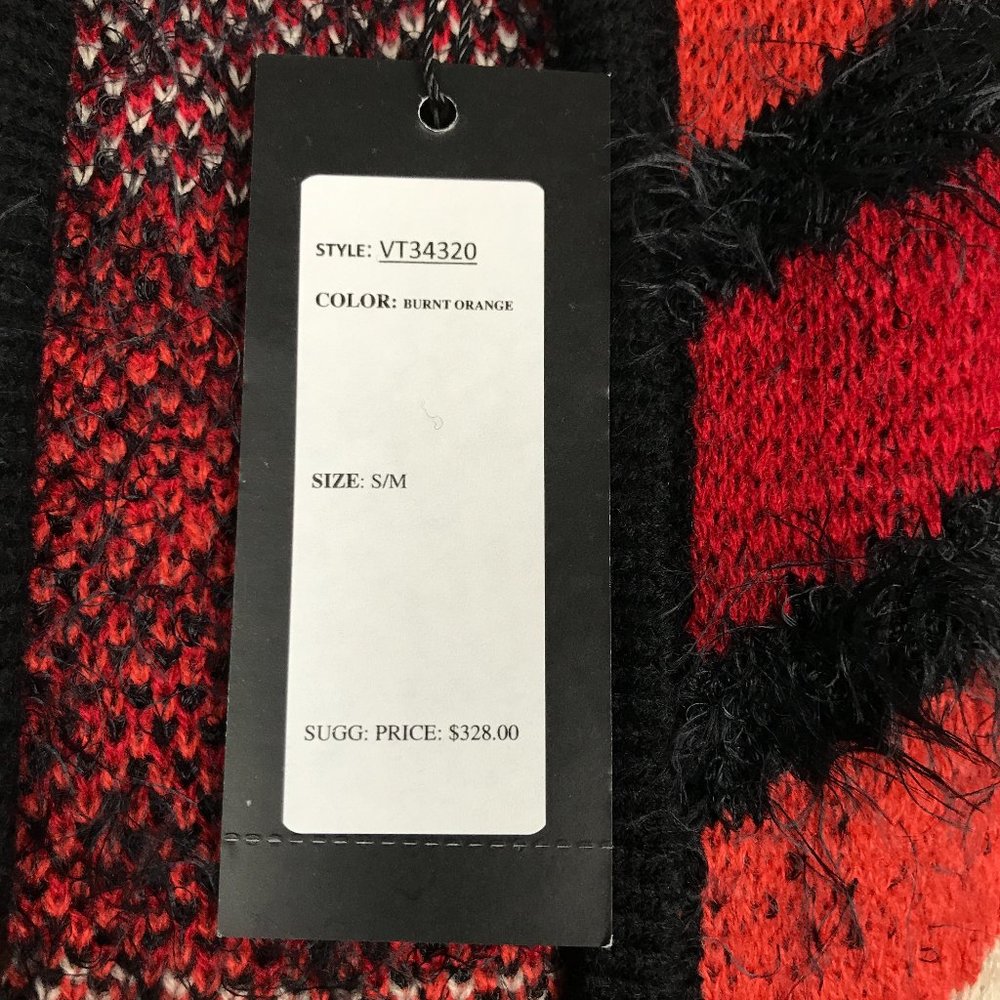 Vertigo Women's Burnt Orange Striped Cape Fringed - Picture 9 of 11